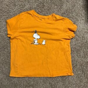 Orange Snoopy and ghost crop tee